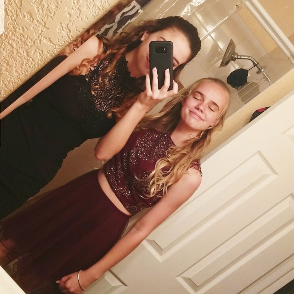 Burgundy, 2 piece homecoming dress